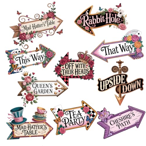 Alice in Wonderland Directional Arrow Signs - 10 Pack Party Decorations