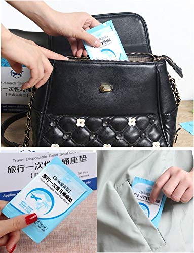 XICHEN Disposable Toilet Seat Covers - 50 Pack Waterproof Travel Liners