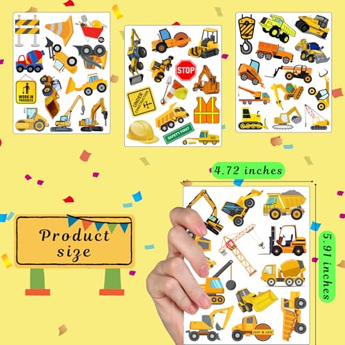 VNXCRAFTIES Construction Temporary Tattoos for Kids Birthday Party Favors