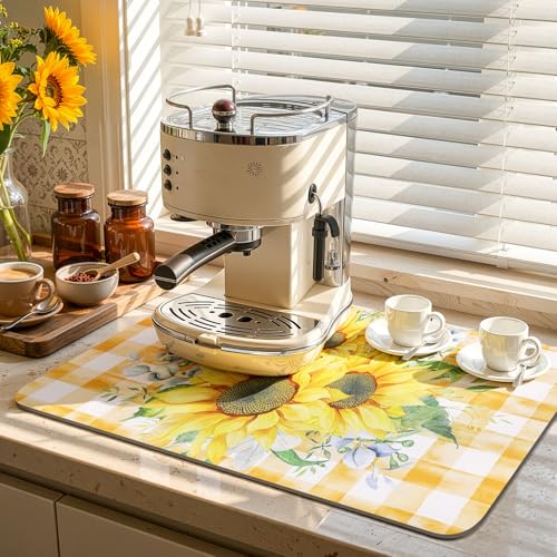 LOKHOM Sunflower Coffee Dish Drying Mat 12" x 20"