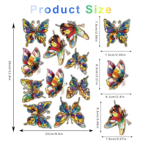 FCZon Star Butterfly Window Decals for Bird Safety, Rainbow Reflection Sun Catcher Stickers, 20pcs