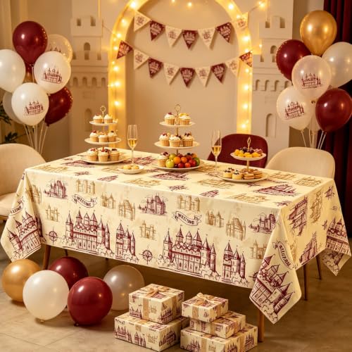 4 Pack Wizard Tablecloths - Vintage Castle Design for Parties 51x86