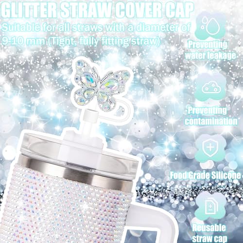 6 Pack Colorful Butterfly Straw Toppers for Stanley Cups - Reusable Silicone Covers