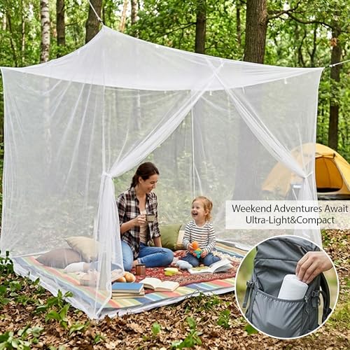 White Mosquito Net for Bed - Single to Queen Size Canopy, 35"W x 75"L, One Side Opening