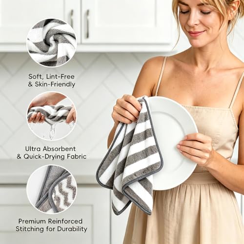 Kyhtok Microfiber Cleaning Cloths - 6 Pack Ultra Soft 12x12 Inch