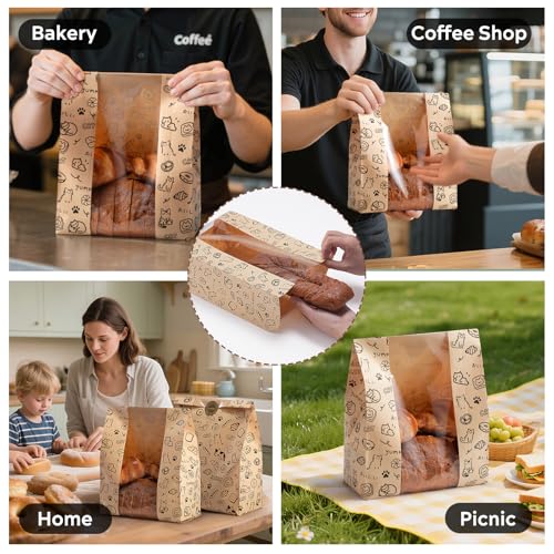 Betkou 24Pcs Bread Bags for Homemade Bread with Window - MBDMao24, Thick & Leak-Proof