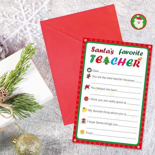 Christmas Thank You Cards for Teachers - Fill in the Blank