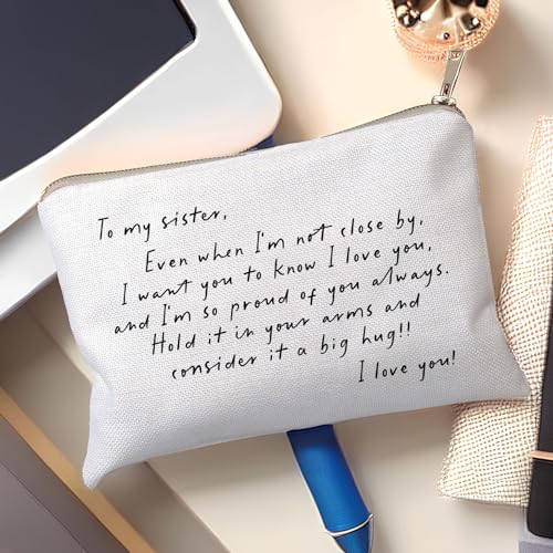 To My Sister Long Distance Makeup Bag Linen Cosmetic Gift