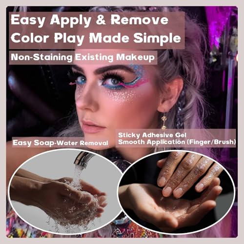 16-Color Holographic Body Glitter Gel Palette for Face, Hair & Nails