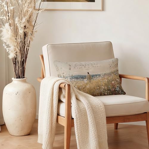 Jesus and Girl Christian Throw Pillow Cover 12x20 - Flannelette Decor