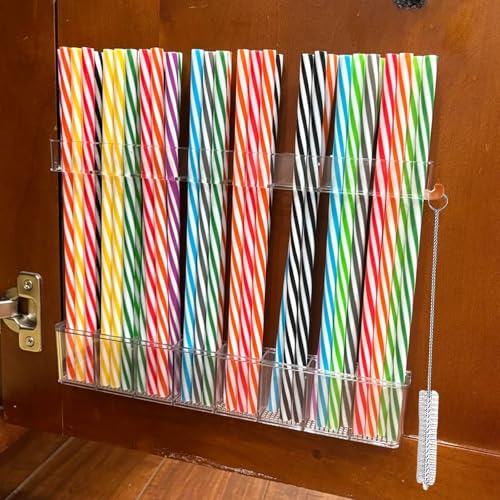 Clear Acrylic Straw Holder Organizer – Removable & Washable Cabinet Storage Rack