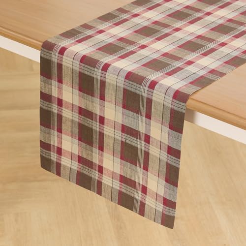 Rustic Multicolor Linen Table Runner 14 x 120 Inches - Handmade, Durable, Elegant Dining Decor