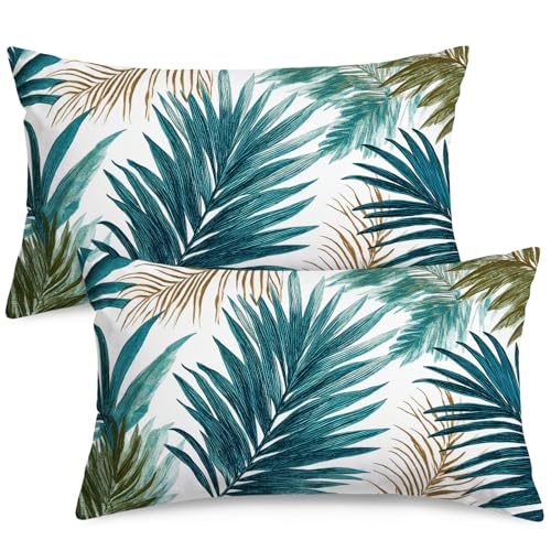Tropical Lumbar Pillow Covers Set of 2 - 12x20 Inch Velvet
