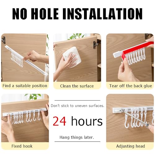 OULIGET Adjustable Utility Slide Rail Hook - White Wall Utensil Rack (2 Pack)