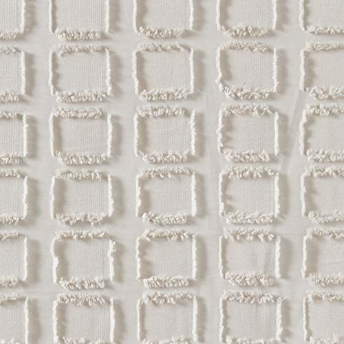 Madison Park Metro Bathroom Shower, Textured Woven Clipped Design Modern Mid-Century Privacy Bath Fabric Curtains, 72"x72", Sand