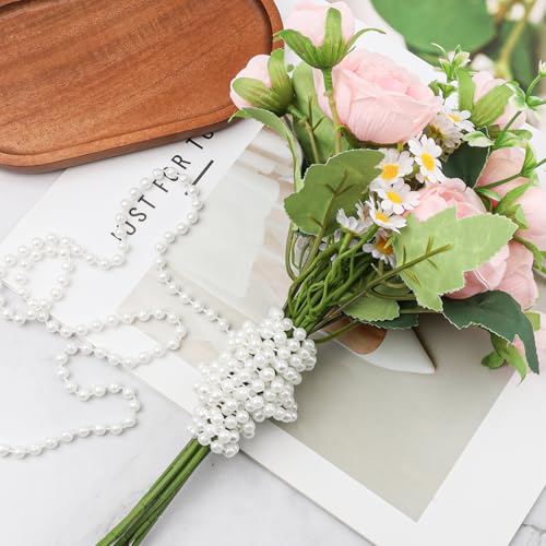LUSTRIB 16ft Faux Pearl Garland String - 6mm Decorative Beads for Events