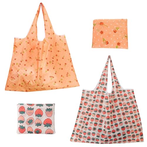 ZooviHyvi Extra Large 50lbs Foldable Reusable Grocery Bags - 2 Pack Pink