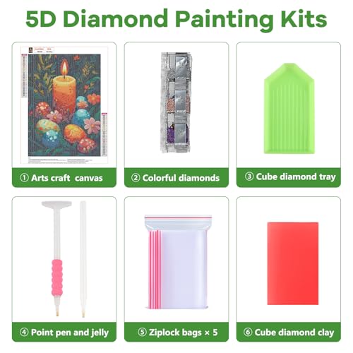 NAIMOER Easter Diamond Art Kit 5D Easter Egg Gem Painting 12x16 Inch