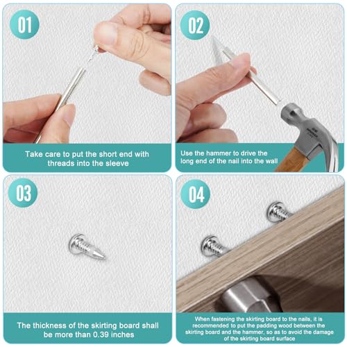 Krttwwx 300PCS Double Headed Skirting Seamless Nails with Tools for Wood Trim and Wall Molding