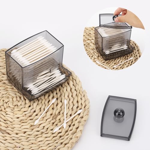 Tbestmax 10oz Black Qtip Dispenser with Lid Bathroom Organizer