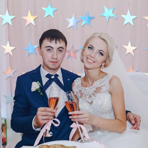 Iridescent Star Garland - 40ft Shimmering Party Decoration