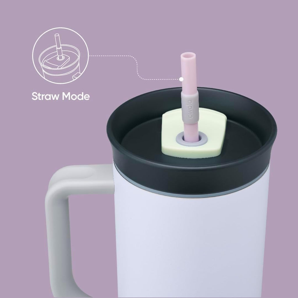 Owala Stainless Steel Travel Tumbler - 40 oz Insulated, Spill Resistant Lid & Straw, Purple (Bunny Hop)
