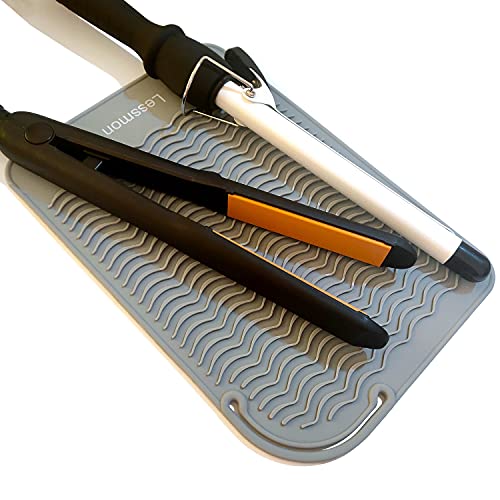 Lessmon Large Heat Resistant Silicone Mat for Hair Styling Tools, 11x7.5 in, Grey