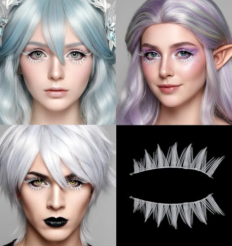 Thrymme White False Eyelashes 5 Pairs Natural Manga Style Cosplay Lashes