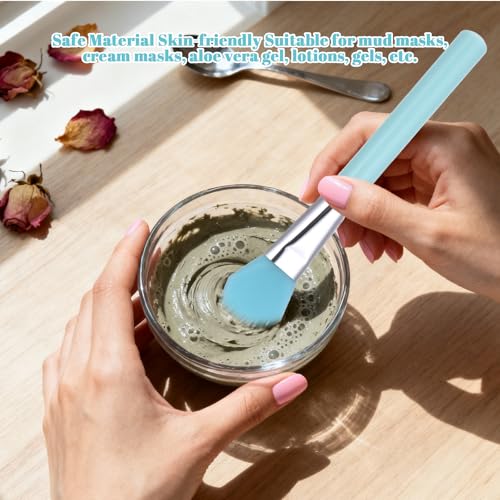 7-Piece Silicone Brush Applicator Kit for Skincare and Makeup in Blue