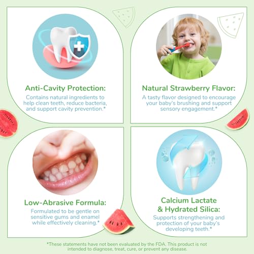 Smddx Fluoride-Free Baby Toothpaste Watermelon 2.1 oz for Ages 2-3