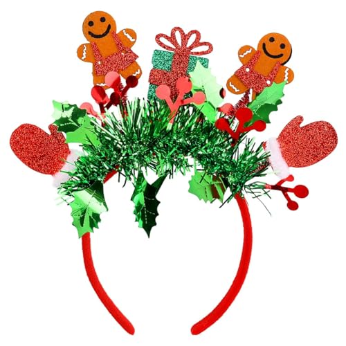 Christmas Gingerbread Man Headband Glitter Tassel Holiday Hair Accessory