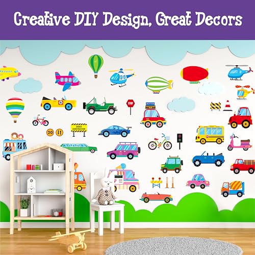 105 Vehicle Wall Stickers - Colorful Vinyl Decals for Kids' Rooms