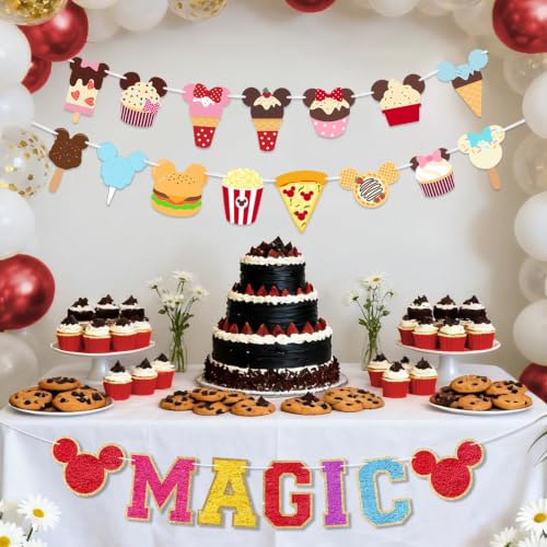 Mouse Head Birthday Party Banner - 22 Pcs Garland with Magic Theme