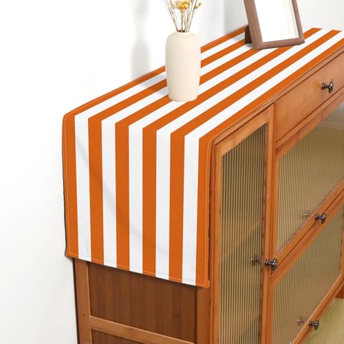 Orange & White Striped Table Runner 13" x 72" for Parties