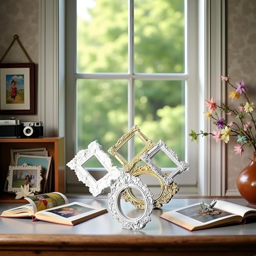 Mini Multicolor Resin Photo Frame Ornaments - Set of 4