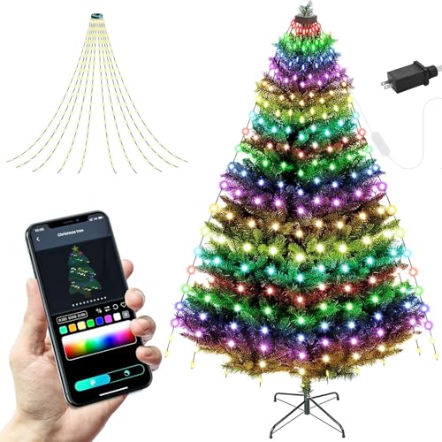 Smart LED Christmas Tree String Lights with Ring App Control - 200 LEDs, Indoor & Outdoor, Warm/Cool White or Multicolor