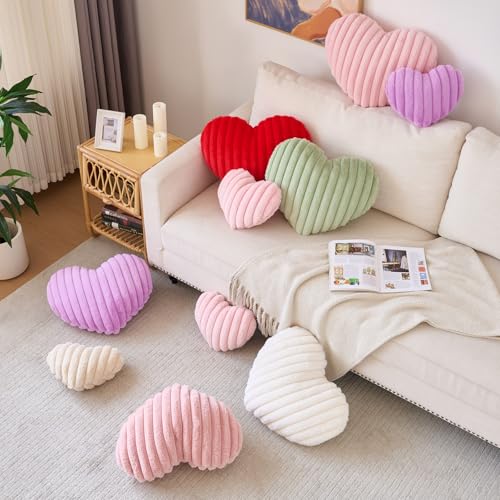 Cozy Heart Shaped Pillow - Soft Plush Decorative Cushion (Mini 12.9" x 9.8")