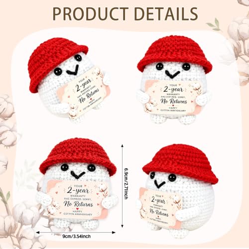 Funny 2nd Anniversary Cotton Gift with Crochet Doll & Card