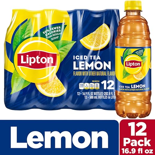 Lipton Iced Tea Lemon Pack of 12 16.9 Fl Oz Bottles | Refreshing Lemon Flavored Black Tea