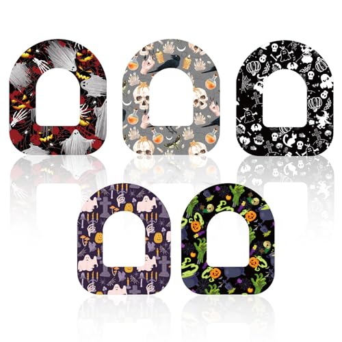 25pcs Adhesive Patches for Omnipod 5, Waterproof CGM Overpatches Halloween Themed Sensor Covers Sweatproof Breathable Adhesive Tape Grip Sensor Stickers, Easy to Apply for Long Wear