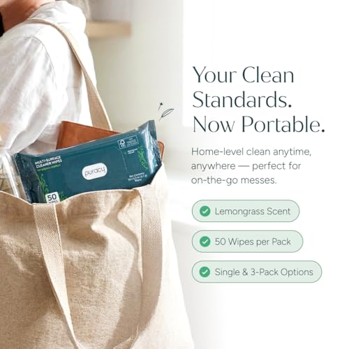 Puracy Non-Toxic All-Purpose Cleaning Wipes, Lemongrass, 50 Count
