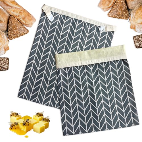 MINGJYLES Beeswax Bread Bags - 2 Pack Extra Large 12.6” x 16.3”