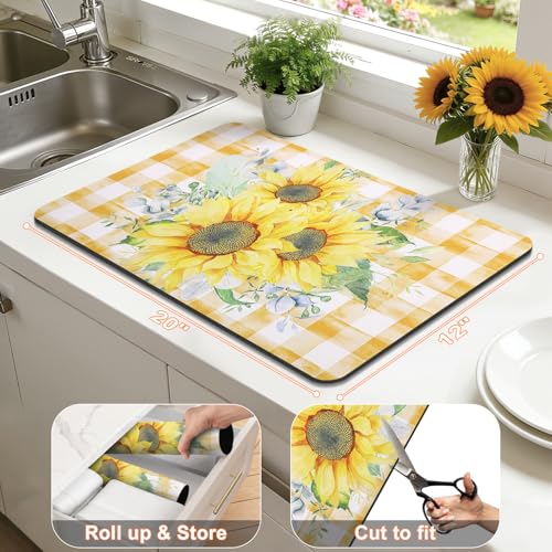 LOKHOM Sunflower Coffee Dish Drying Mat 12" x 20"