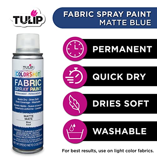 Tulip ColorShot Instant Fabric Spray Paint, Permanent Blue Fabric Dye, 3oz