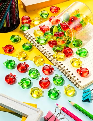 60pcs Acrylic Mini Apples - Colorful Back to School Decor