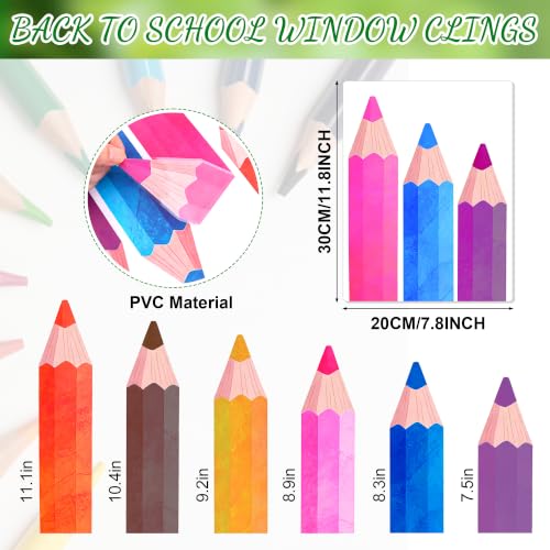 Nelisylux 9 Sheets Pencil Window Clings Double-Sided Back to School Decorations for Glass Windows and Classrooms