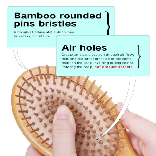 Combetter Natural Bamboo Hair Brush for Scalp Massage and Anti-Frizz
