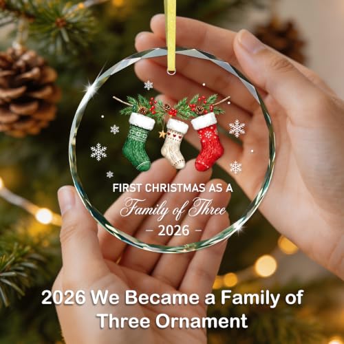 Baby First Christmas Ornament 2026 Family of Three Keepsake - Girl Boy Gift - Variation 01 Baby First Ornament