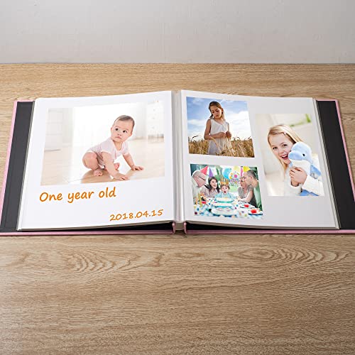 9.8x9 Inch Pink Photo Album Self Adhesive Scrapbook with 30 Pages - Linen Cover