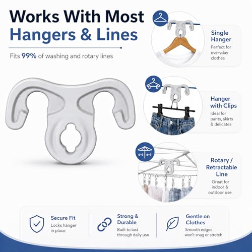 40 Pcs Windproof Clothesline Hanger Hooks - Strong Grip ABS Design